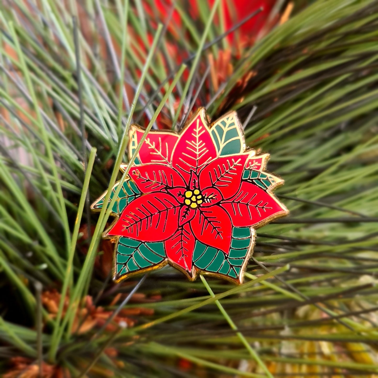 Festive Poinsettia Pin