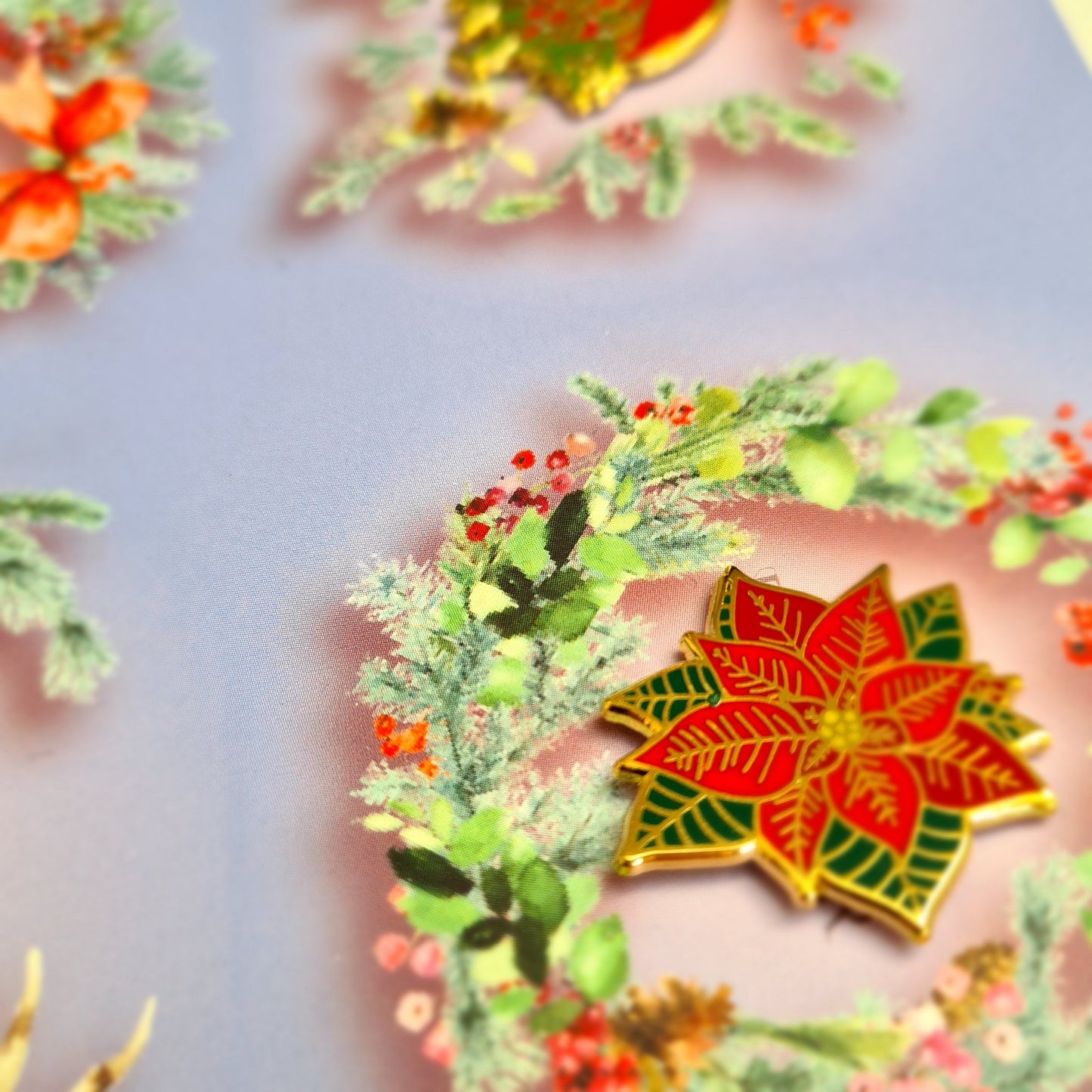 Festive Poinsettia Pin
