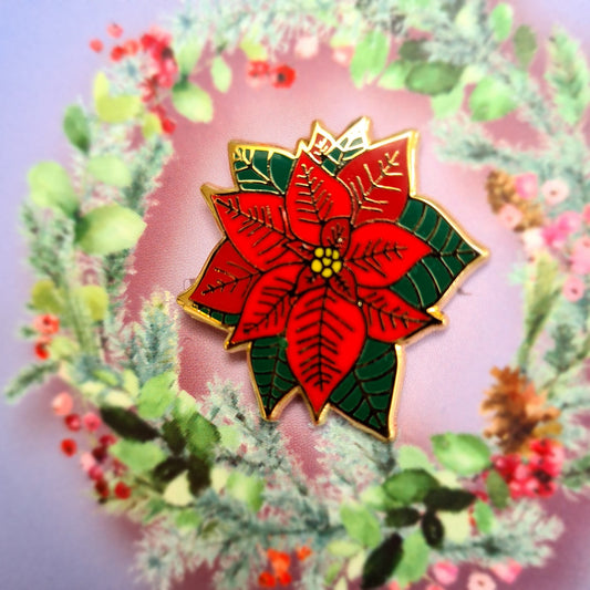 Festive Poinsettia Pin