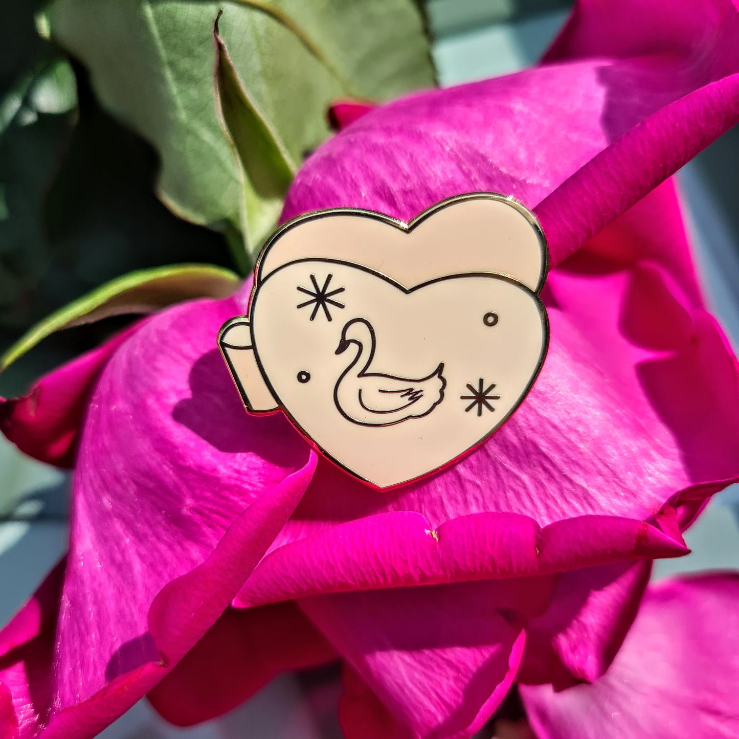 Swan Locket Pin