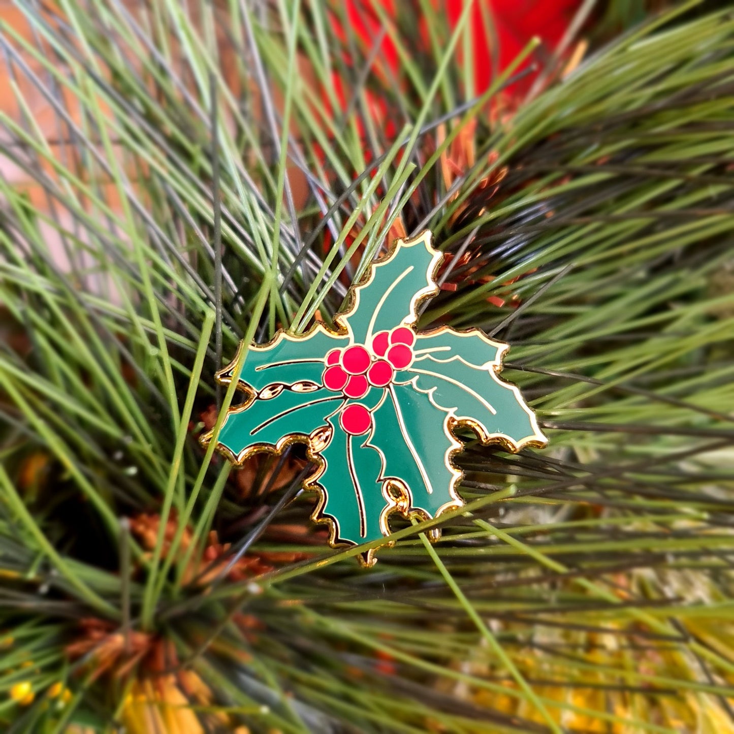 Festive Holly Pin